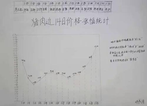 学生绘制的猪肉价格变化图
