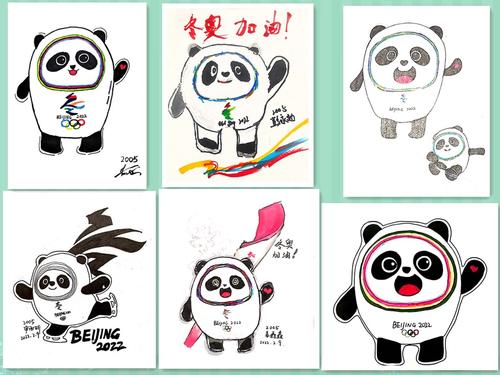 1学生精心绘制的花式“冰墩墩”