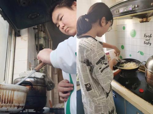 1.同学们认真做菜中
