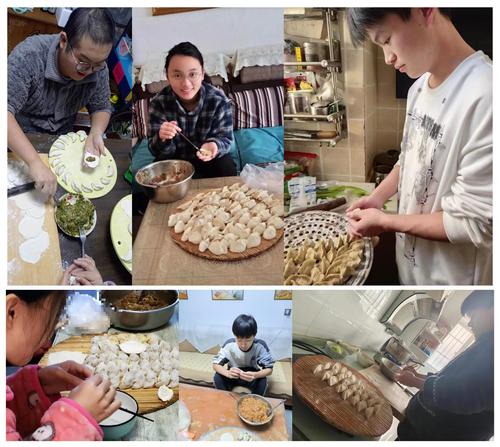 5.同学们在包饺子