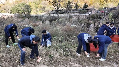 3同学们捡拾垃圾