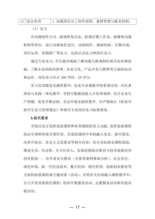 郑州市信息技术学校动漫与游戏制作专业人才培养方案(1)_17